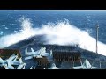 Why dont monster waves flood flight decks of aircraft carriers