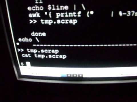 Linux/ Unix script producing text box