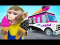 Kiki monkey play blackpink ice cream truck  asmr rainbow desserts then go shoppingkudo animal kiki