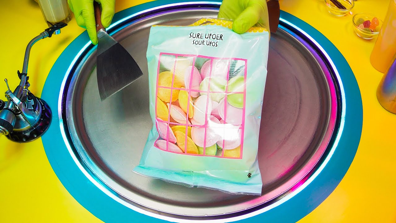 Sour UFOs Ice Cream Rolls ASMR 🎧 YouTube