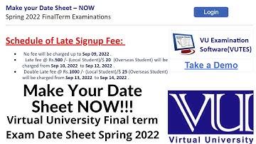 How to make date sheet of vu, how to make vu date sheet, vu final term exam date sheet 2022, #vu