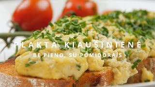 Plakta kiaušinienė, patiekta ant skrebučio ir su pakeptais pomidorais | VERDU IR KEPU | 2020