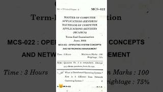 MCS-022 June, 2025 question paper || Operating System Concepts || IGNOU Papers