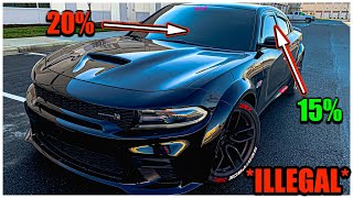 *EXTREMELY ILLEGAL*... 20% TINT FRONT WINDSHIELD on DODGE CHARGER 392 SCAT PACK.. I CANNOT SEE!!!