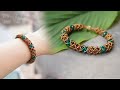 DIY emerald beaded bracelet with seed beads and swarovski bicone beads