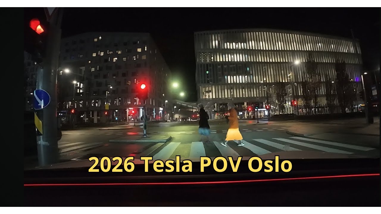 2026 Tesla POV: Evening Drive Through Oslo to Hellerudsletta