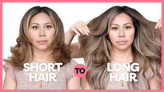 Blending hair extensions on short hair - HAIR TRANSFORMATION ON SHORT & THICK HAIR #hairextensions