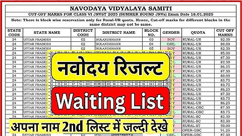🔴JNVST 2nd  list कैसे check करे {✍}/Navodaya Vidyalaya Second List 2025 | JNVST Waiting list check