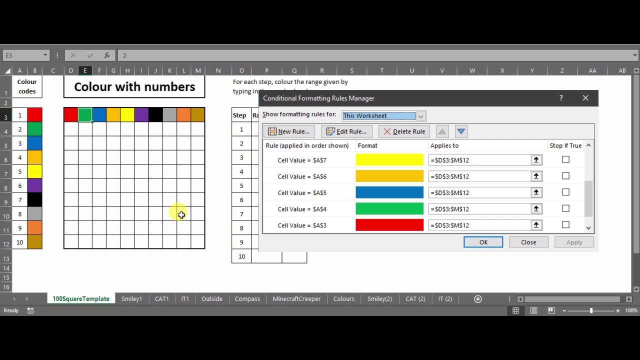 Colouring In With Excel - YouTube