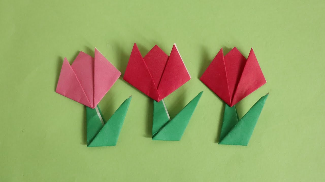 摺紙植物教學 Diy花朵 簡單做可愛的鬱金香origami Flower Easy Youtube