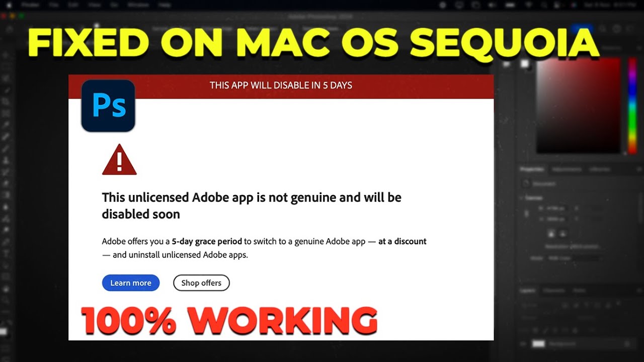 How to fix Unlicensed Adobe Photoshop 2024 Error on mac - YouTube
