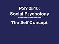 PSY 2510 Social Psychology: The Self-Concept