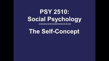 PSY 2510 Social Psychology: The Self-Concept
