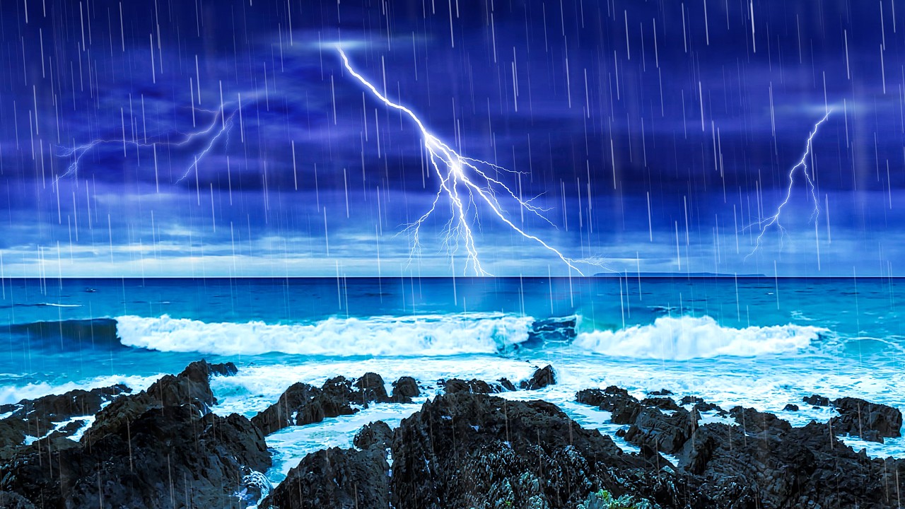 Huge Ocean Waves + Epic Thunderstorm + Black Screen = DEEP SLEEP