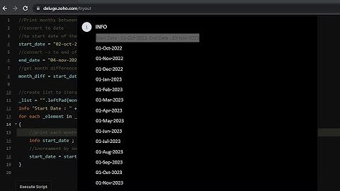 Get months list between two dates | Zoho Creator | Deluge Script