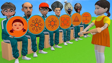 Scary Teacher 3D vs Squid Game Trying Dalgona Candy Level Max Shapes Challenge Miss T vs 5 Neighbor