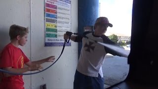 Psycho Neighbor Fights Psycho Kid At The Car Wash