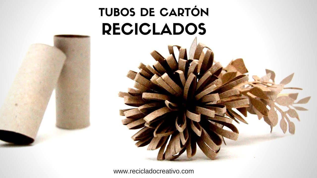 tubos de cartón flores hechas con rollos de papel higiénico o de 