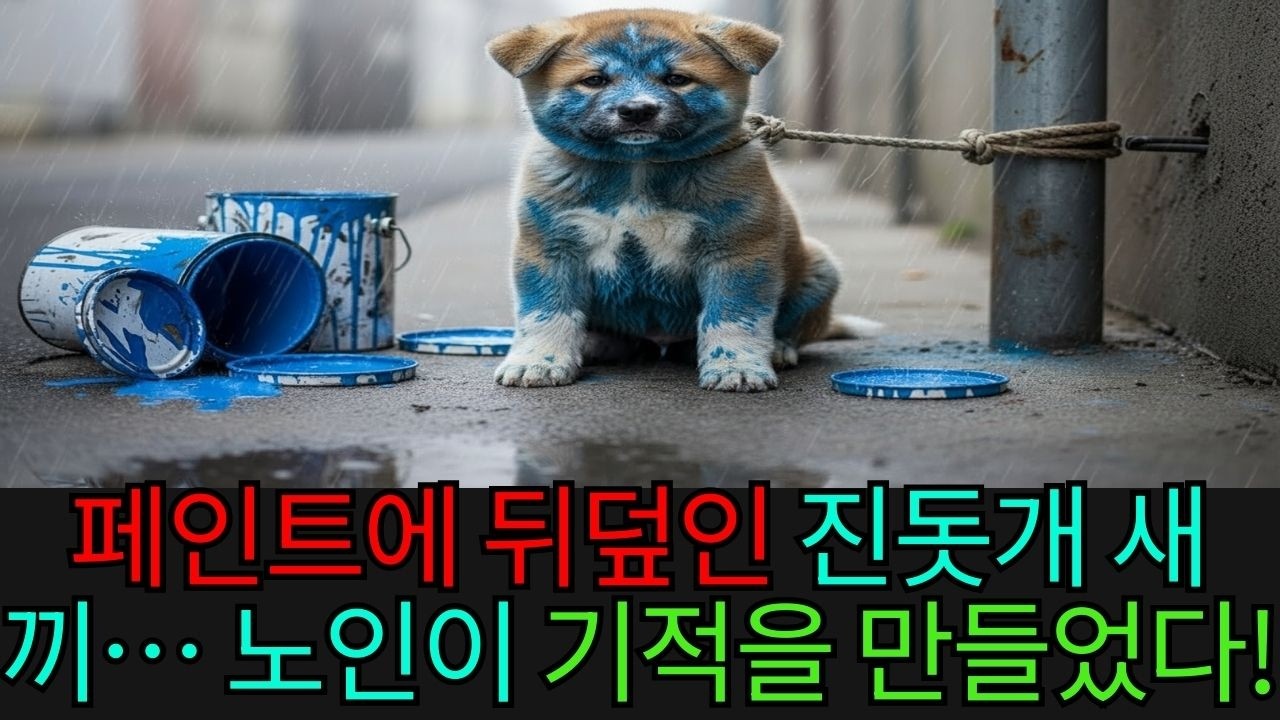 하얀 진돗개 새끼가 페인트를 뒤집어쓰고 골목에 버려졌다… 절망의 끝에서, 한 노인이 나타나 기적을 일으켰다!