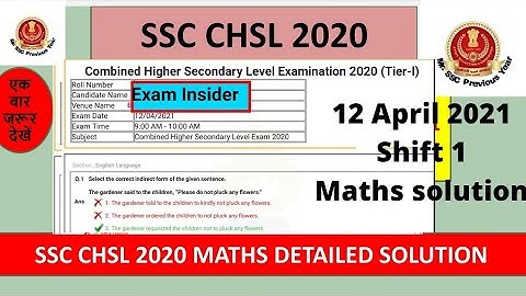 SSC CHSL 2020 Math