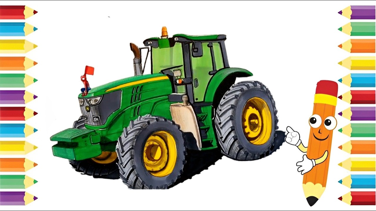 Tractor Draw Color How to Draw and Color a Tractor Step by Step | Realistic Farm Tractor ...