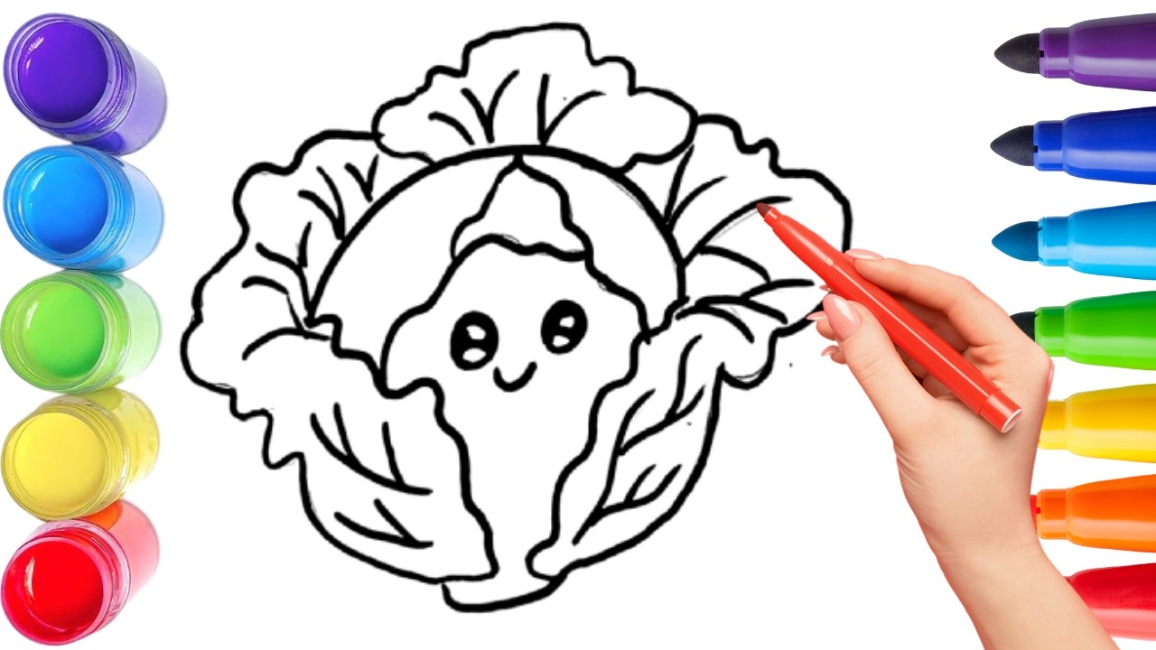 How To Draw cute cartoon cabbage Drawing, Painting & Coloring For Kids ...