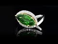 Natural Tsavorite 3.18 carats set in 14K White Gold Ring with 0.21 carats Diamonds