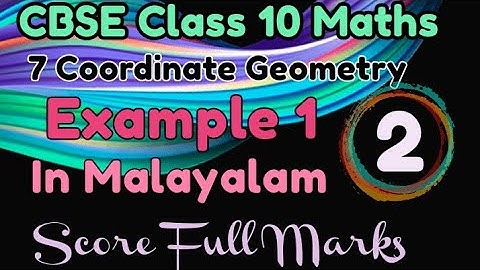 Example 1 CBSE Class 10 Maths Chapter 7 Coordinate Geometry In Malayalam
