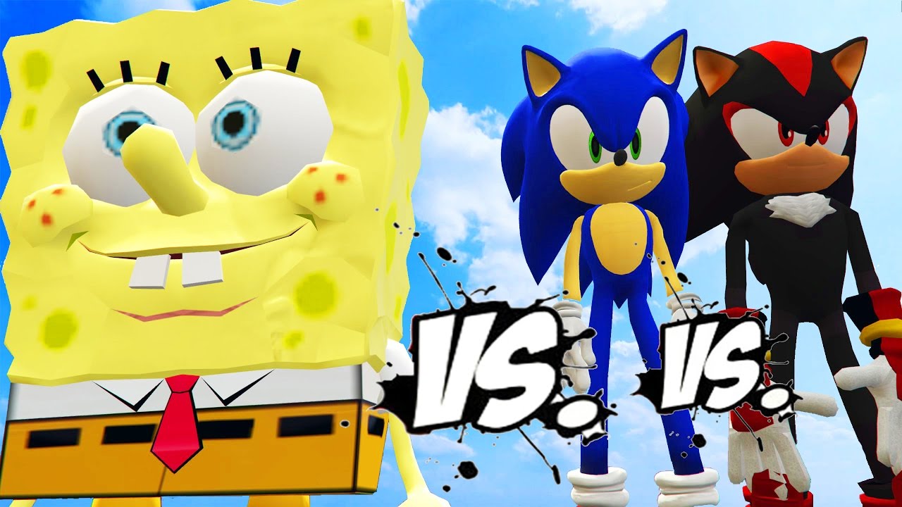 sonic vs spongebob vs shadow great battle youtube