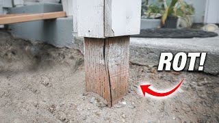 How To Replace A Rotten Wooden Post! DIY by Fix This House 16,302 views 7 months ago 10 minutes, 35 seconds