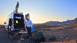 Van BUNKBED Camping In Iceland, Where The Sun NEVER SETS