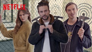 Vikings: Valhalla Stars Go Axe-Throwing | Netflix screenshot 3