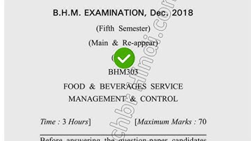 2018 Dcrust BHM 5th Sem Food & Beverage Service Management Question Paper