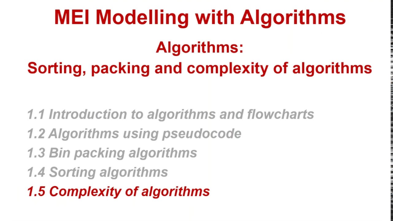 MEI Modelling with Algorithms: Algorithms 1-5 - YouTube
