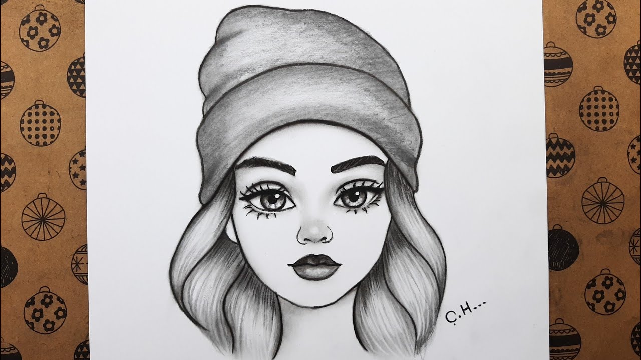 How To Draw A Beautiful Girl'S Face In A Beret Step By Step Easy Pencil  Drawing Girl Drawings - Youtube