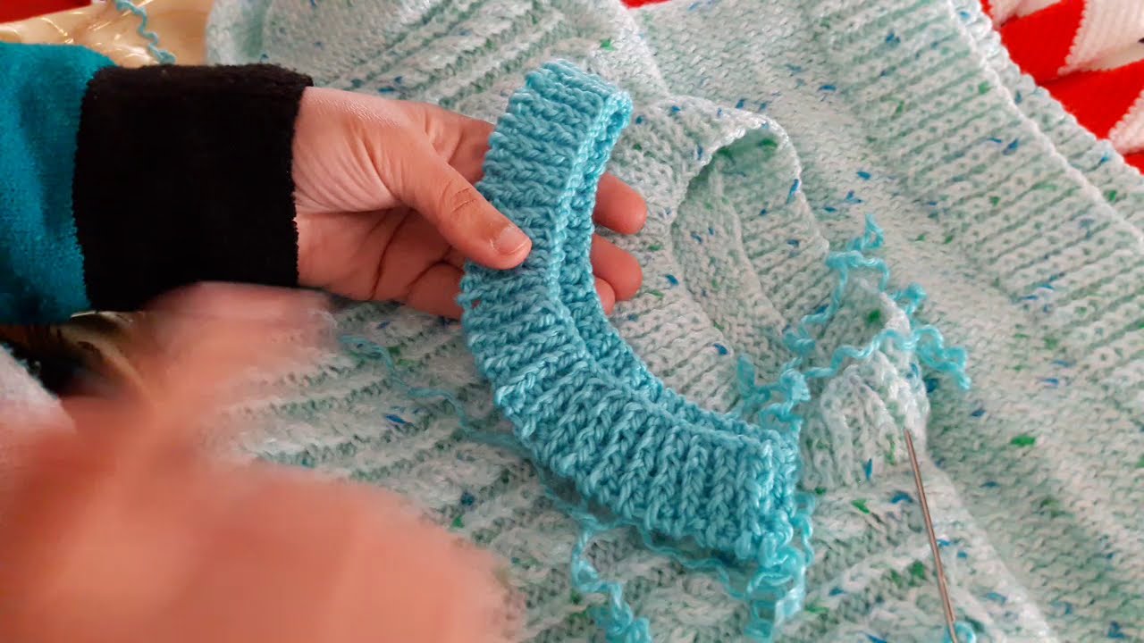 اسهل طريقة لعمل الرقبة للبلوفر تريكو