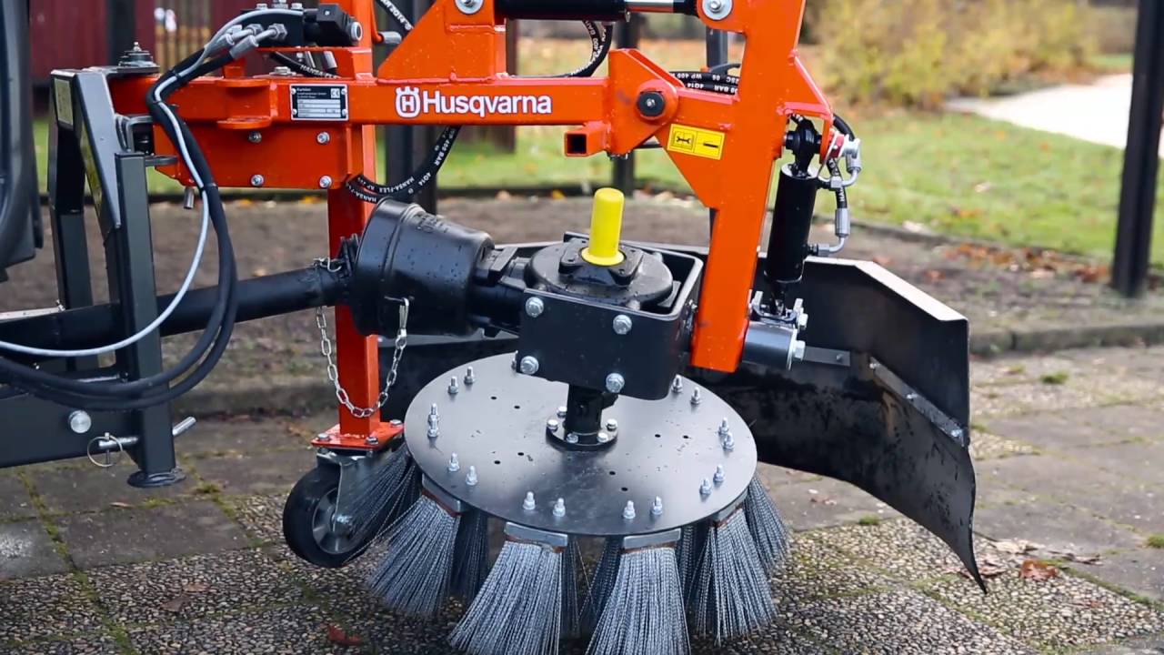 How the weed brush attachment on a Husqvarna front mower works YouTube