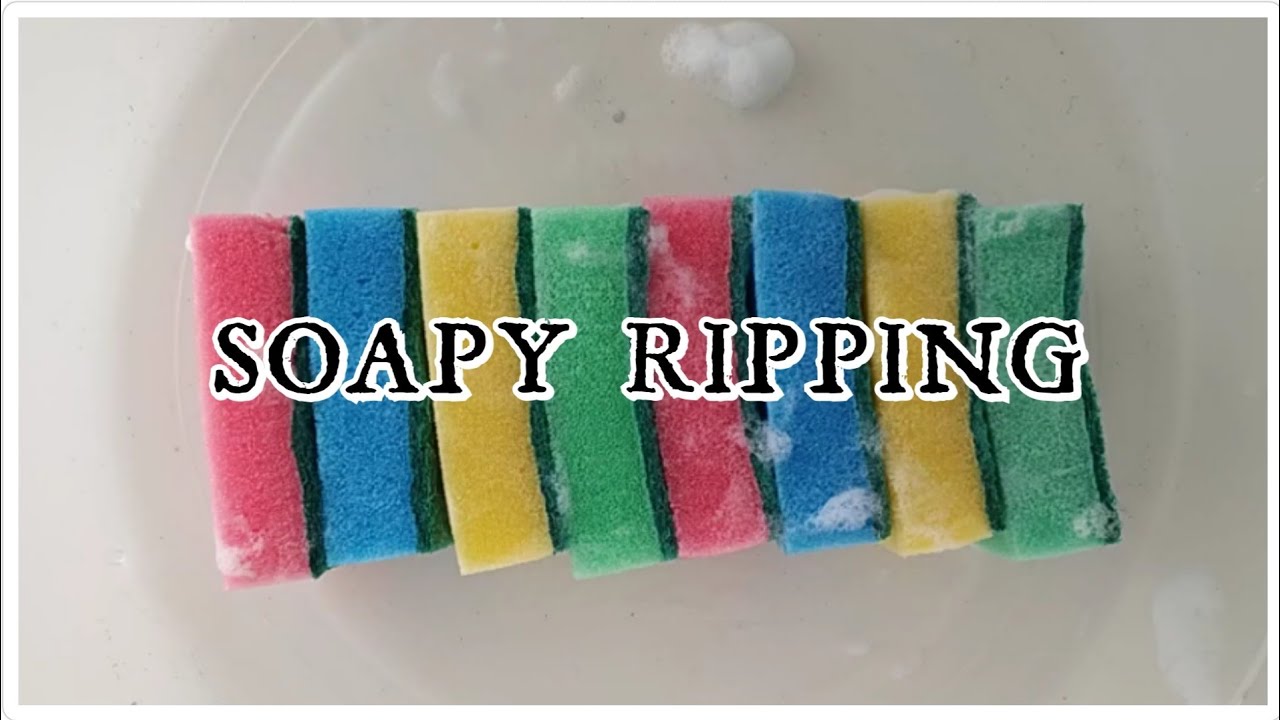 Rainbow Kitchen Sponges Soapy Ripping 🌈 Sponge ASMR