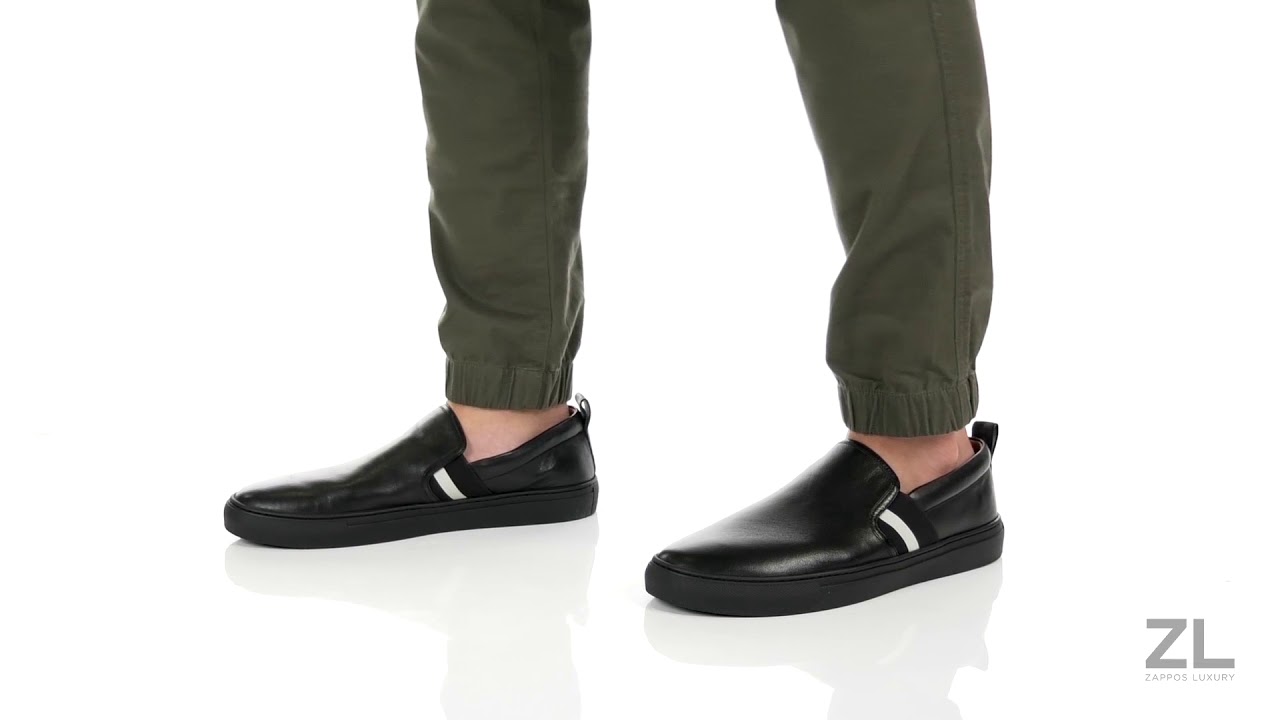 New Bally Herald 200 Black Leather Lamb Skin Slip on Men Shoe size US 6 Sneakers Amazon.com | Bally 6240535 Men main image 2