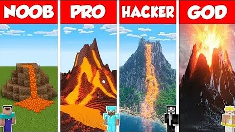 Minecraft TNT VOLCANO HOUSE BUILD CHALLENGE  - NOOB vs PRO vs HACKE