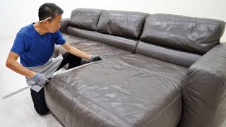 How to Repair Pet Scratch and Old Couch Sofa with New Leather - Sofa Reformer Korea