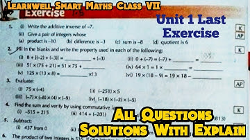 Learnwell smart Maths Class 7 Unit 1 Exercise Solutions| Class 7  learnwell maths Ex Solutions Pdf