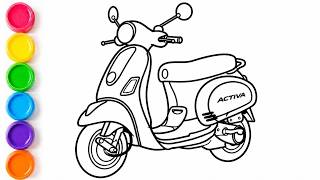 How to Color a Scooty Step by Step for Kids | Easy Scooty Drawing and Coloring