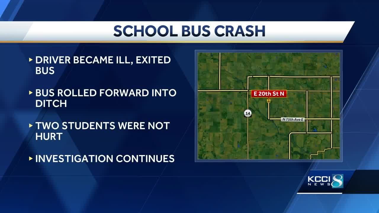 Report: School bus crashes into ditch as driver gets ill - YouTube