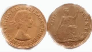 Queen Elizabeth II 1967 1p One Penny Coin - THE LAST PRE DECIMAL PENNY