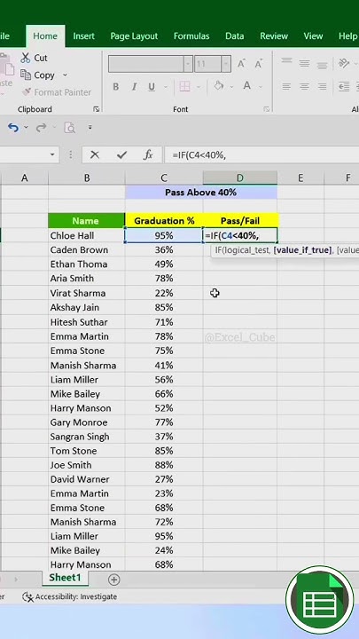 how to use if formula in excel fail ya pass in excel #newexcel # ...