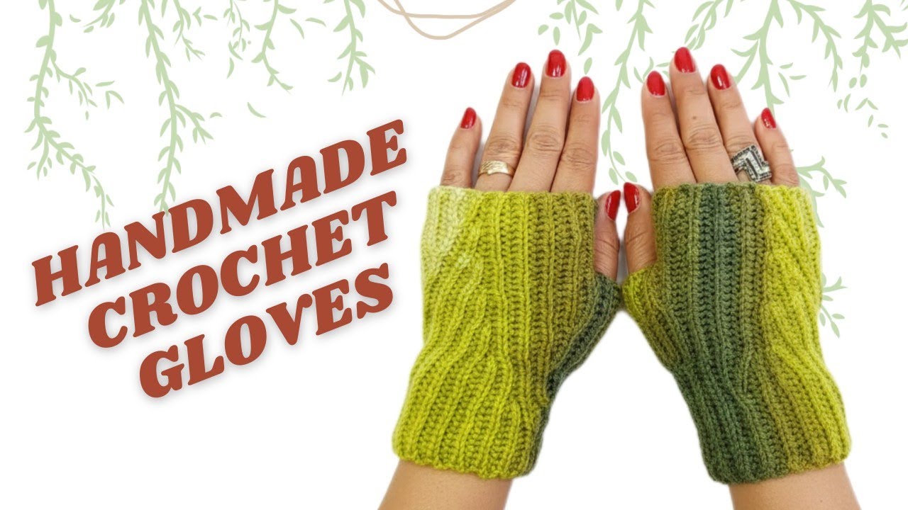 دستکش قلاب‌بافی با تکنیک بریوش | Easy & Stylish Crochet Fingerless Gloves ❄️💚