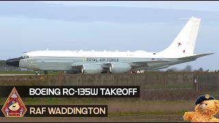 WONDERFUL AND POWERFUL CFM56 F108 ENGINES RC-135W RIVET JOINT TAKEOFF • RAF WADDINGTON
