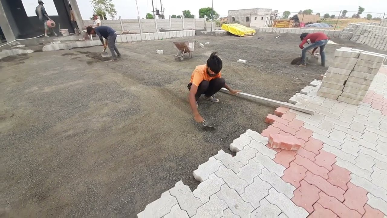 Karb Stone And Paver Laying || New Petrol Pump construction work 👍