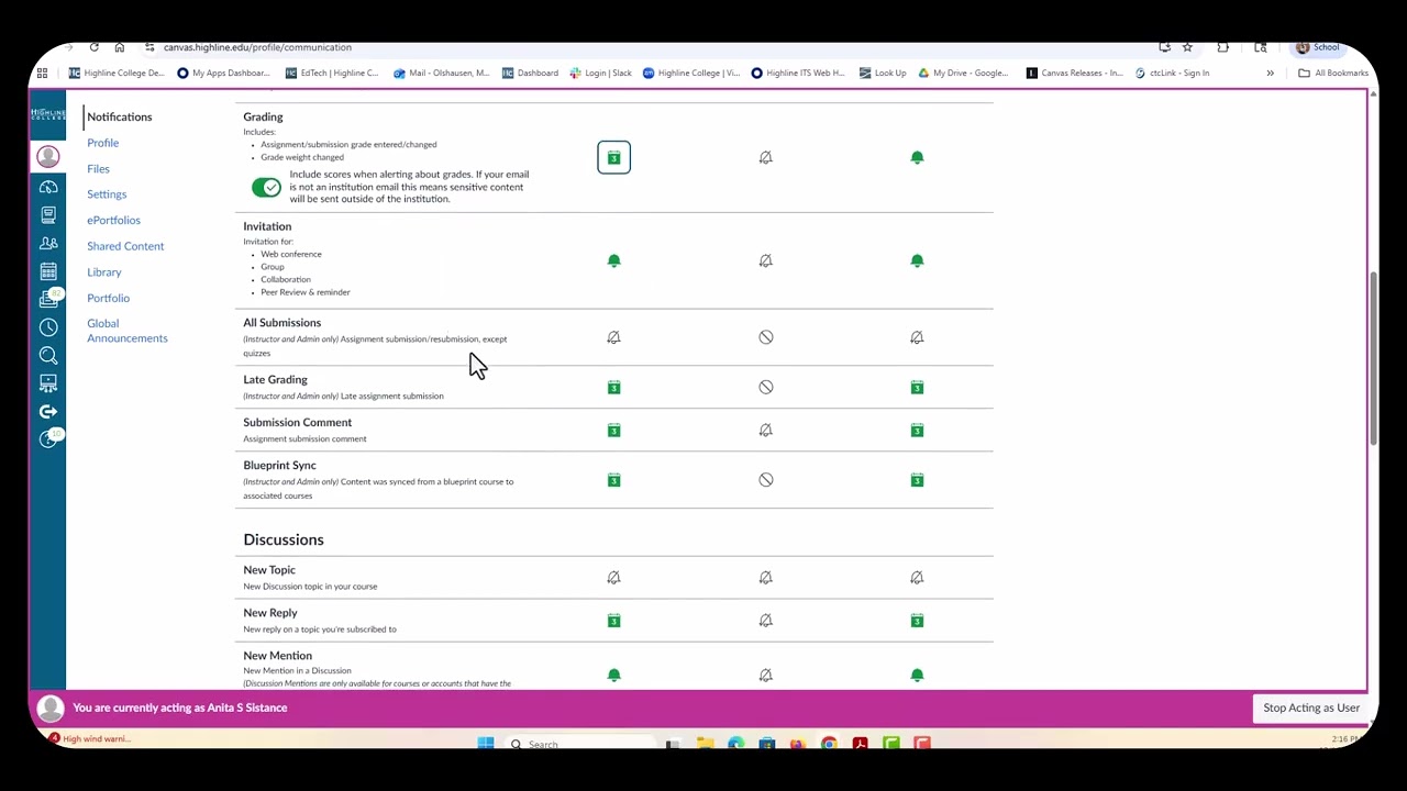Canvas Notifications